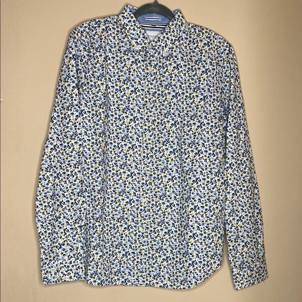 Denim & Flower Blue and Yellow Floral Men's Shirt
